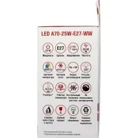 Лампа светодиодная TANGO, А70, 25 Вт, E27, 2375 Лм, 6500K, IP20, свечение холодное белое, матовое ст