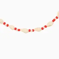 Браслет на ногу (анклет), длина 18 см, цв. белый, красный