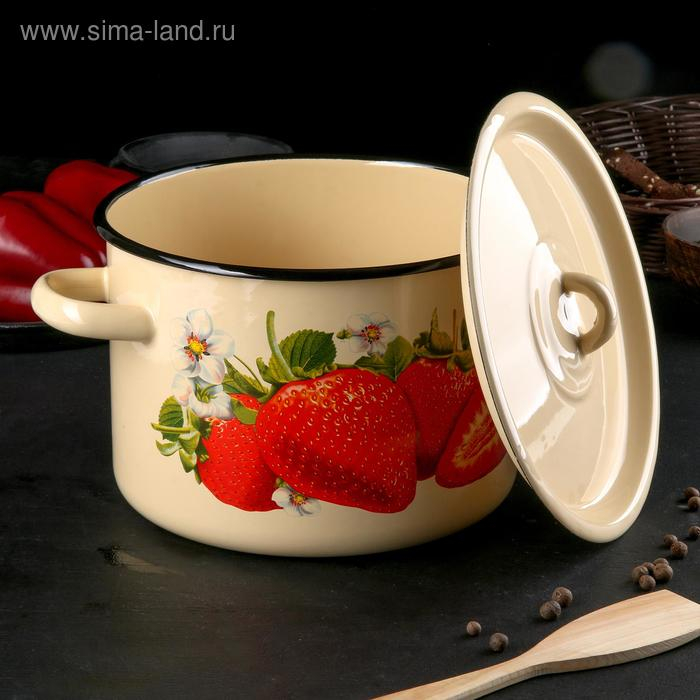 Кастрюля эмалированная, 4,5 л, рисунок МИКС, цвет белый