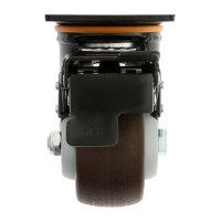 Колесо для трансп. тележек поворотное ТУНДРА, d=100 мм, на пдощадке, со стопорм, покрытие TPR 9917 Колесо для трансп. тележек поворотное ТУНДРА, d=100 мм, на пдощадке, со стопорм, покрытие TPR 9917