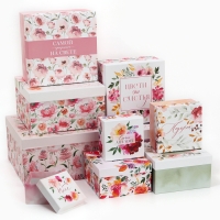 Набор коробок 10 в 1, упаковка подарочная, &laquo;Цветы&raquo;, 10.2 х 10.2 х 6‒28.2 х 28.2 х 15 см