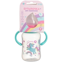 Бутылочка для кормления, широкое горло, средний поток от 3 мес., 270 мл., &laquo;Единорог&raquo;, M&B