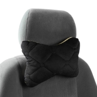 Подушка автомобильная косточка, на подголовник, 28&times;18 см, велюр, чёрный