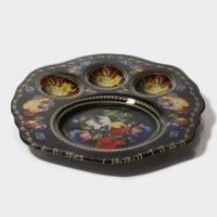 Подставка стеклянная для яиц Доляна &laquo;Жостовская роспись&raquo;, 3 ячейки, 21&times;18 см, цвет чёрный