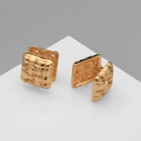 Серьги металл &laquo;Аккорд&raquo; плетение, квадрат, цвет золото