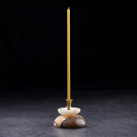 Подсвечник "Церковный №1", круглый с чашкой, 4х5,5 см, селенит, микс