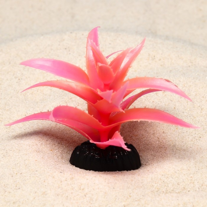 Растение искусственное аквариумное, светящееся, 10 см, красное