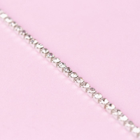 Цепь со стразами, металл, стекло, 2,5 мм, 9 &plusmn; 1 м, цвет серебряный