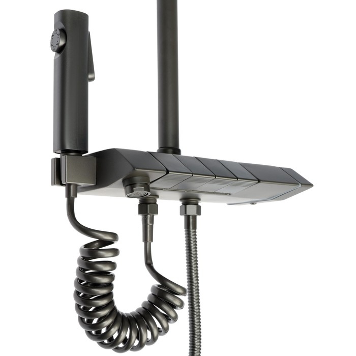 Душевая система ZEIN Z3685, верхняя и ручная лейка, ПВХ шланг, гигиенический набор, графит Душевая система ZEIN Z3685, верхняя и ручная лейка, ПВХ шланг, гигиенический набор, графит