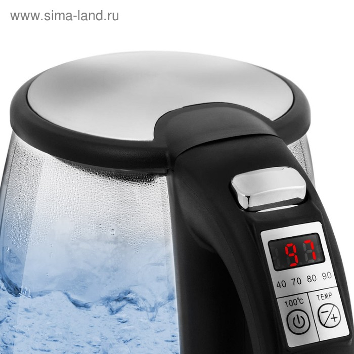 Чайник электрический Kitfort КТ-628, металл, 1.7 л, 2200 Вт, регулировка t&deg;, серебристый