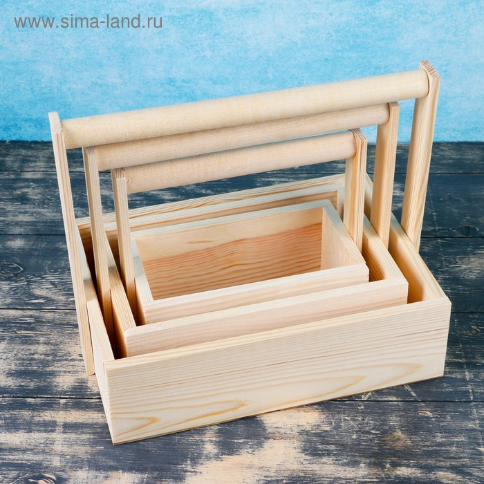 Кашпо деревянное 30×26×21 см Элегант Кашпо деревянное 30×26×21 см Элегант "Классик", 3 в 1, с ручкой, натуральный Дарим Красиво
