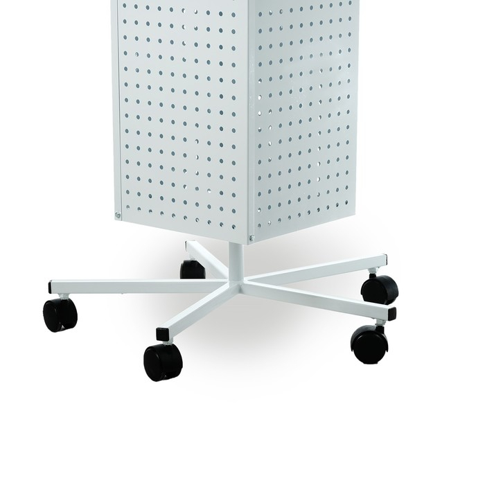 Стойка перфорированная на колёсах, 4 стороны, 28×28×170, шаг 2,5 см, цвет белый Стойка перфорированная на колёсах, 4 стороны, 28×28×170, шаг 2,5 см, цвет белый
