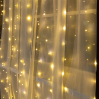 Гирлянда &laquo;Занавес&raquo; 2.8 &times; 3 м роса на крючках, IP20, серебристая нить, 300 LED, свечение тёплое белое, мерцание, USB