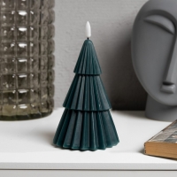 Светодиодная свеча &laquo;Ёлка зелёная&raquo; 10 &times; 18.5 &times; 10 см, воск, батарейка CR2032 (в комплекте), свечение тёплое белое