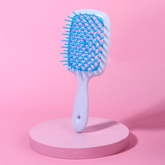 Расчёска массажная, широкая, вентилируемая, 8,5 &times; 20,5 см, PVC коробка, цвет МИКС/белый