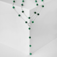 Бусы шар №8 &laquo;Малахит&raquo; галстук, 60 см