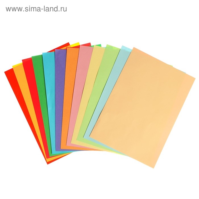 Бумага цветная А4, 36 листов, 12 цветов "Для офисной техники", 80 г/м&sup2;