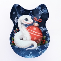 Тарелка новогодняя стеклянная в форме банта &laquo;Все сбудется&raquo;, 13,5 х 18 см