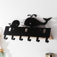 Крючки декоративные металл "Кит и китёнок" чёрный 22х9,5х37 см Крючки декоративные металл "Кит и китёнок" чёрный 22х9,5х37 см