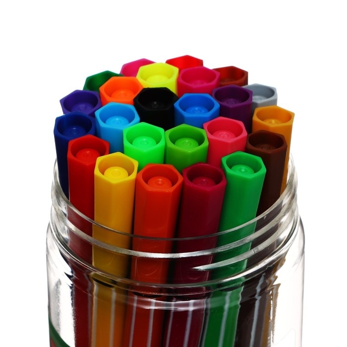 Фломастеры 24 цветов "Утка в очках", в пластиковом пенале, МИКС