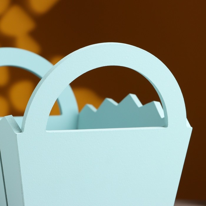 Кашпо деревянное 25×16×17 см Кашпо деревянное 25×16×17 см "Мария", ручки боковые, МДФ, Серо-голубой