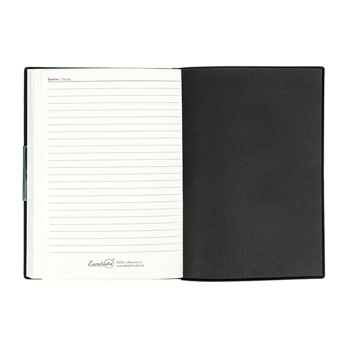 Еженедельник датир 2025г мягк обл иск кож А6+ 80л ESCALADA, тис ф, кр бл 70 г/м&sup2;, чёрный