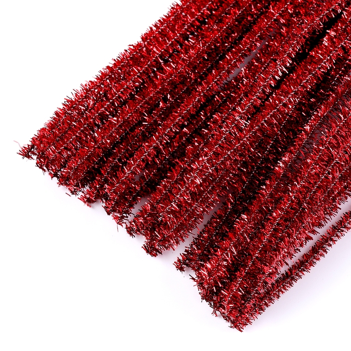 Проволока с ворсом для поделок &laquo;Блеск&raquo;, набор 50 шт, размер 1 шт: 30&times;0,6 см, цвет красный
