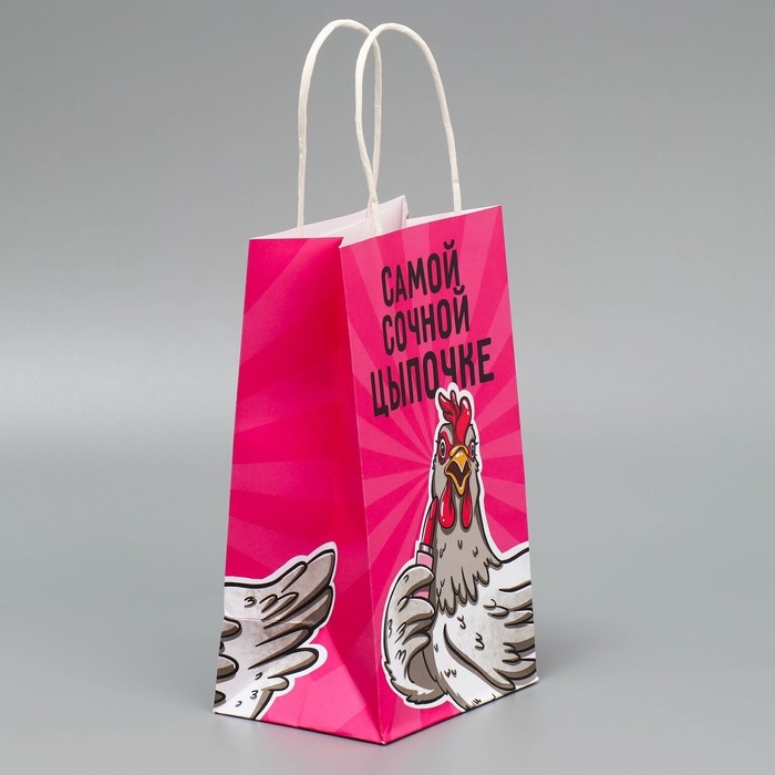 Пакет подарочный крафтовый, упаковка, &laquo;Цыпочка&raquo;, 12 х 21 х 9 см