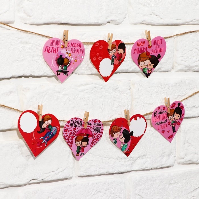 Гирлянда, интерьерное украшение &laquo;7 причин&raquo;, 7 штук, 7 х 7 см