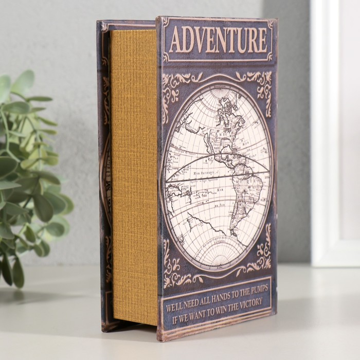 Сейф-книга дерево кожзам "Приключения. Карта" 17х11х5 см