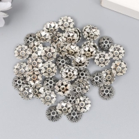 Декор шляпка для бусин "Цветок-полукруг" серебро 0,8х0,8 см набор 50 шт