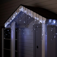 Гирлянда &laquo;Бахрома&raquo; 4 &times; 0.6 м, IP44, тёмная нить, 180 LED, свечение белое, мерцание белым, 220 В