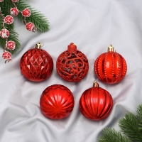 Набор шаров пластик d-5,5 см, 5 шт "Карнавал" ассорти, красный Набор шаров пластик d-5,5 см, 5 шт "Карнавал" ассорти, красный