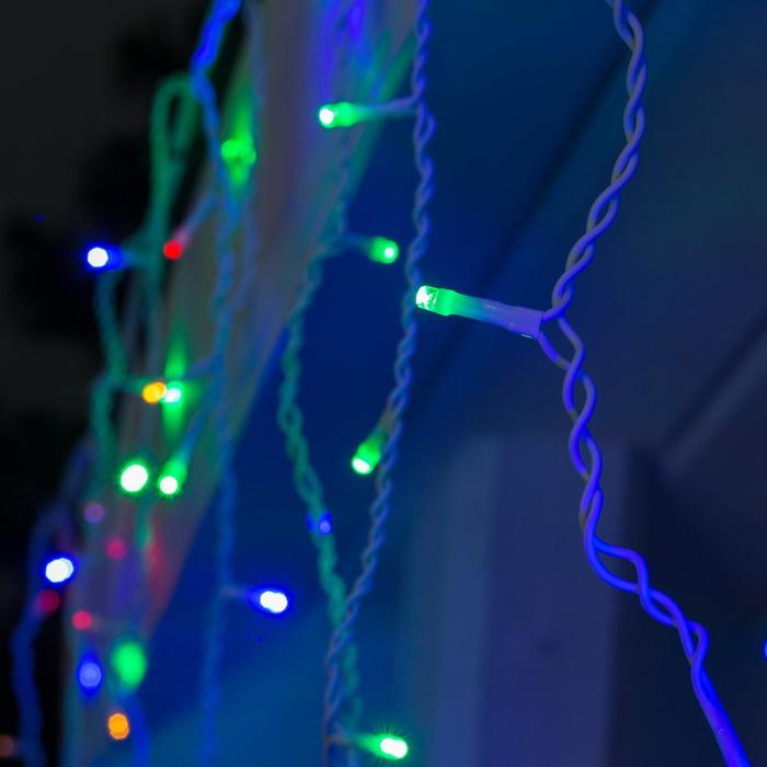 Гирлянда &laquo;Бахрома&raquo; 3 &times; 0.6 м, IP44, УМС, белая нить, 160 LED, свечение мульти, 220 В