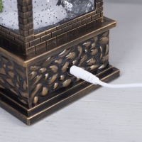 Светодиодная фигура &laquo;Фонарь со снеговиком&raquo; 10 &times; 30 &times; 10 см, пластик, батарейки ААх3 (не в комплекте), USB, свечение тёплое белое