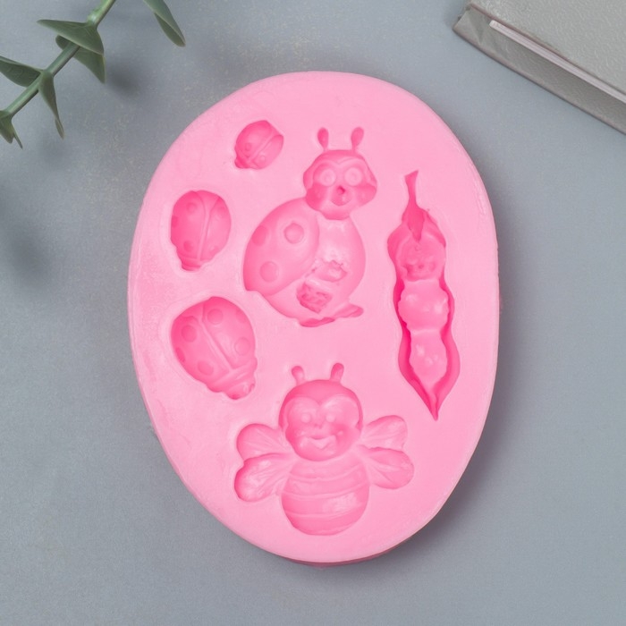 Молд силикон Молд силикон "Букашки" 6 предметов 10х7,5х1,5 см