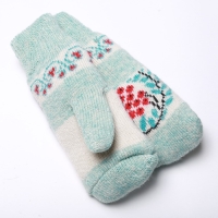 Варежки женские шерстяные &laquo;Рябинка&raquo;, цвет голубой, размер 20-22