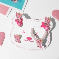 Набор детский «Выбражулька» 3 предмета: клипсы, браслет, кольцо, единорожки, цветной Набор детский «Выбражулька» 3 предмета: клипсы, браслет, кольцо, единорожки, цветной