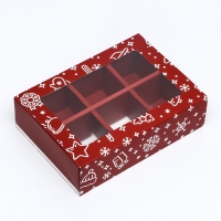 Новый год. Коробка под 6 конфет "Праздничное настроение", 13,7 х 9,8 х 3,8 см, кондитерская упаковка Новый год. Коробка под 6 конфет "Праздничное настроение", 13,7 х 9,8 х 3,8 см, кондитерская упаковка