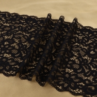 Кружевная эластичная ткань, 220 мм &times; 2,7 &plusmn; 0,5 м, цвет чёрный