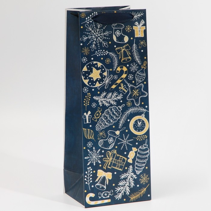 Пакет под бутылку &laquo;Happy New Year&raquo;, 13 х 36 х 10 см, Новый год