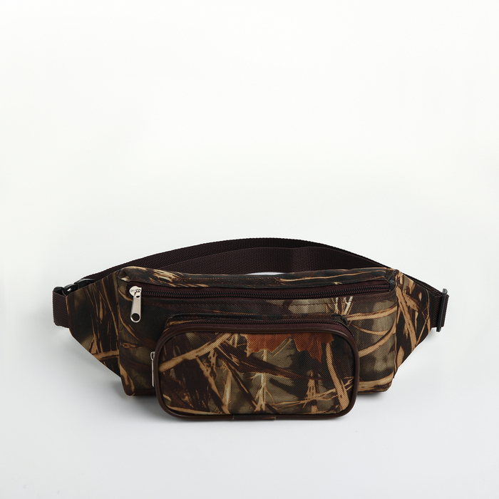 Поясная сумка на молнии, наружный карман, цвет хаки/камуфляж Поясная сумка на молнии, наружный карман, цвет хаки/камуфляж