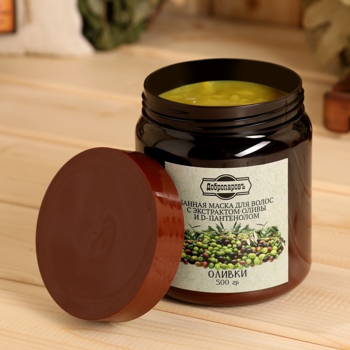 Банная маска для волос натуральная Банная маска для волос натуральная "Оливковая" с Д-пантенолом, 500 г