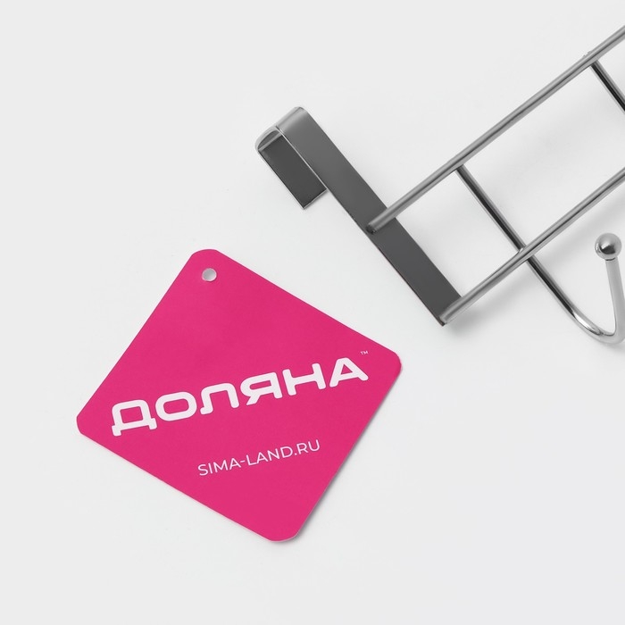 Вешалка на дверцу толщиной 2 см, Доляна &laquo;Блеск&raquo;, 5 крючков, 24,5&times;10&times;6 см, цвет хром