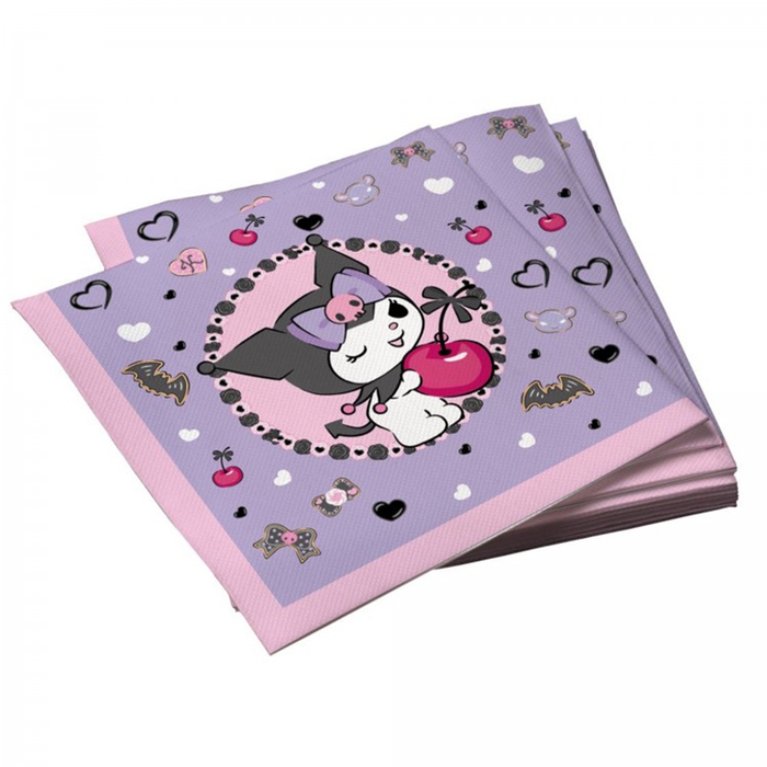 Салфетки бумажные трёхслойные Kuromi &laquo;Любимая вишенка&raquo;, 33х33 см, набор 20 шт.