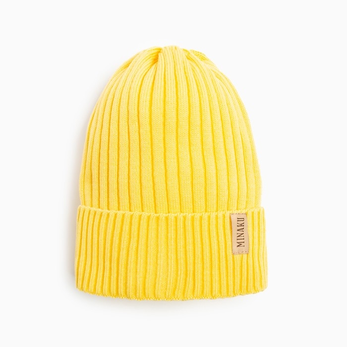 Шапка детская MINAKU с отворотом р-р 56-58, цв.жёлтый Шапка детская MINAKU с отворотом р-р 56-58, цв.жёлтый