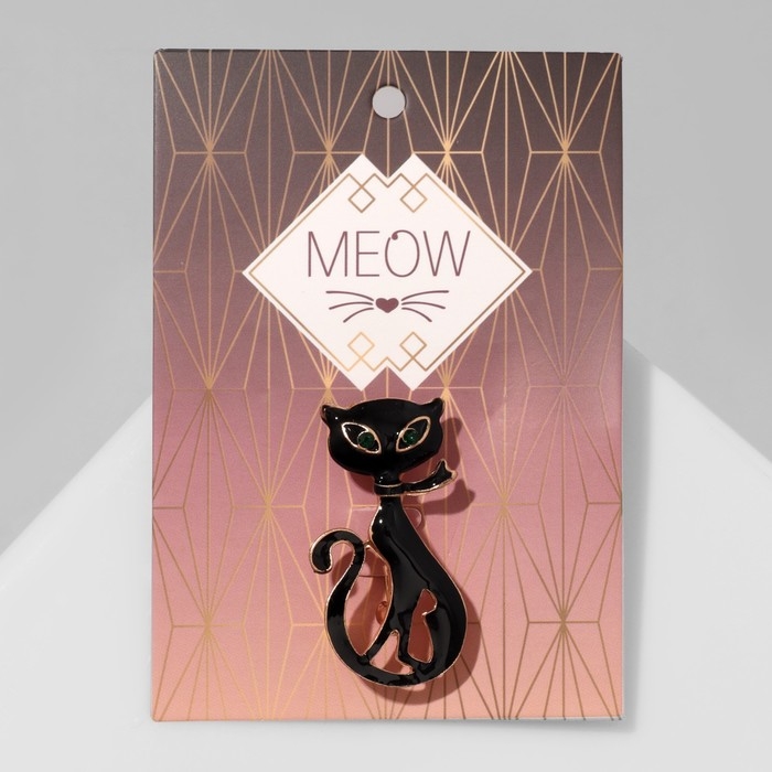 Брошь &laquo;Кошка&raquo; мур-мур, цвет чёрный в золоте