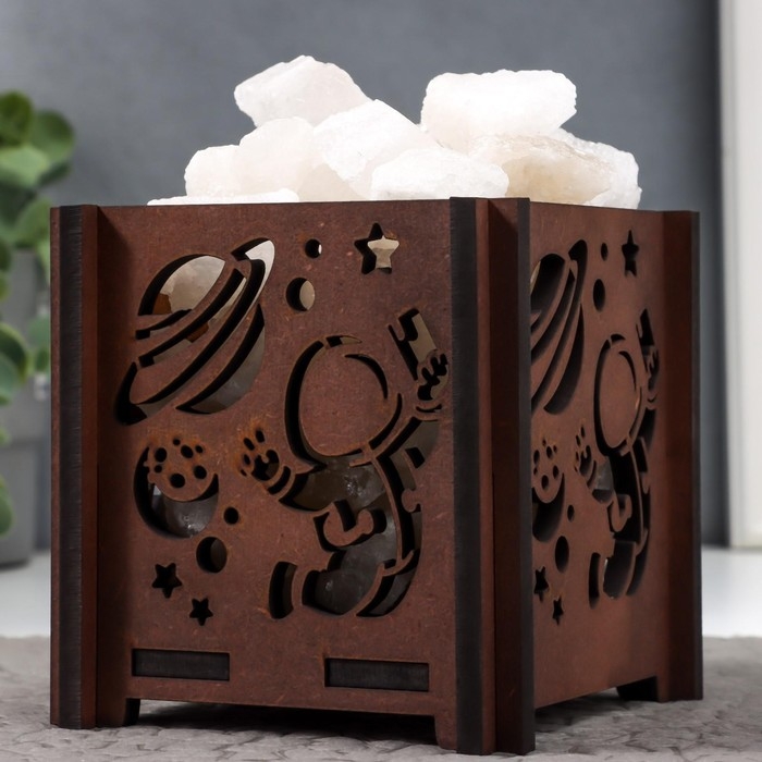 Соляной светильник Соляной светильник "Космонавт" E14 15Вт диммер бел. соль 1,8 кг 12х12х15 см