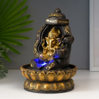 Фонтан настольный от сети, подсветка "Ганеша на троне" 28х20х20 см
