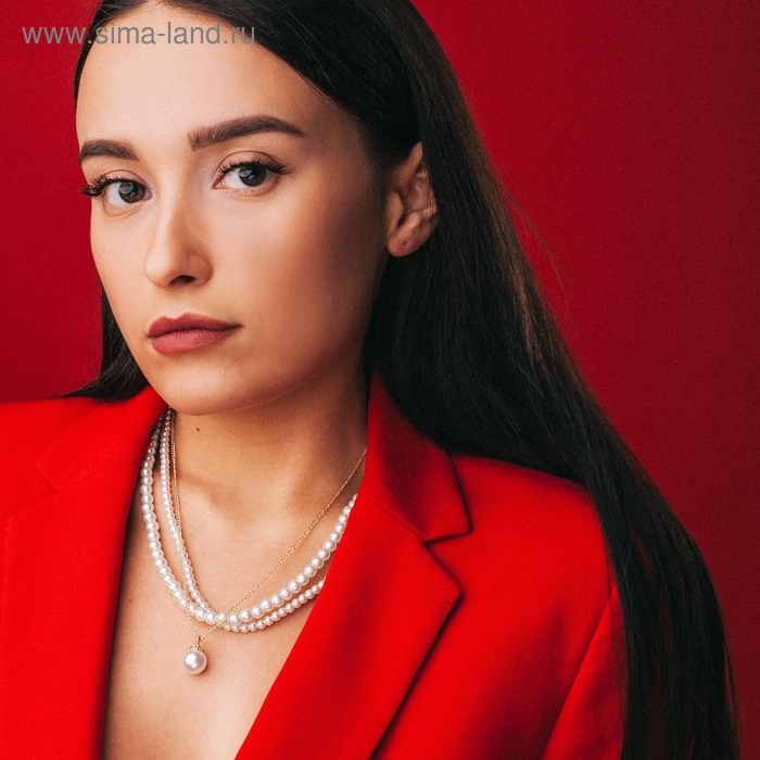 Бусы 3 яруса &laquo;Рошель&raquo; капля, шар №15, цвет белый в золоте, L=42 см